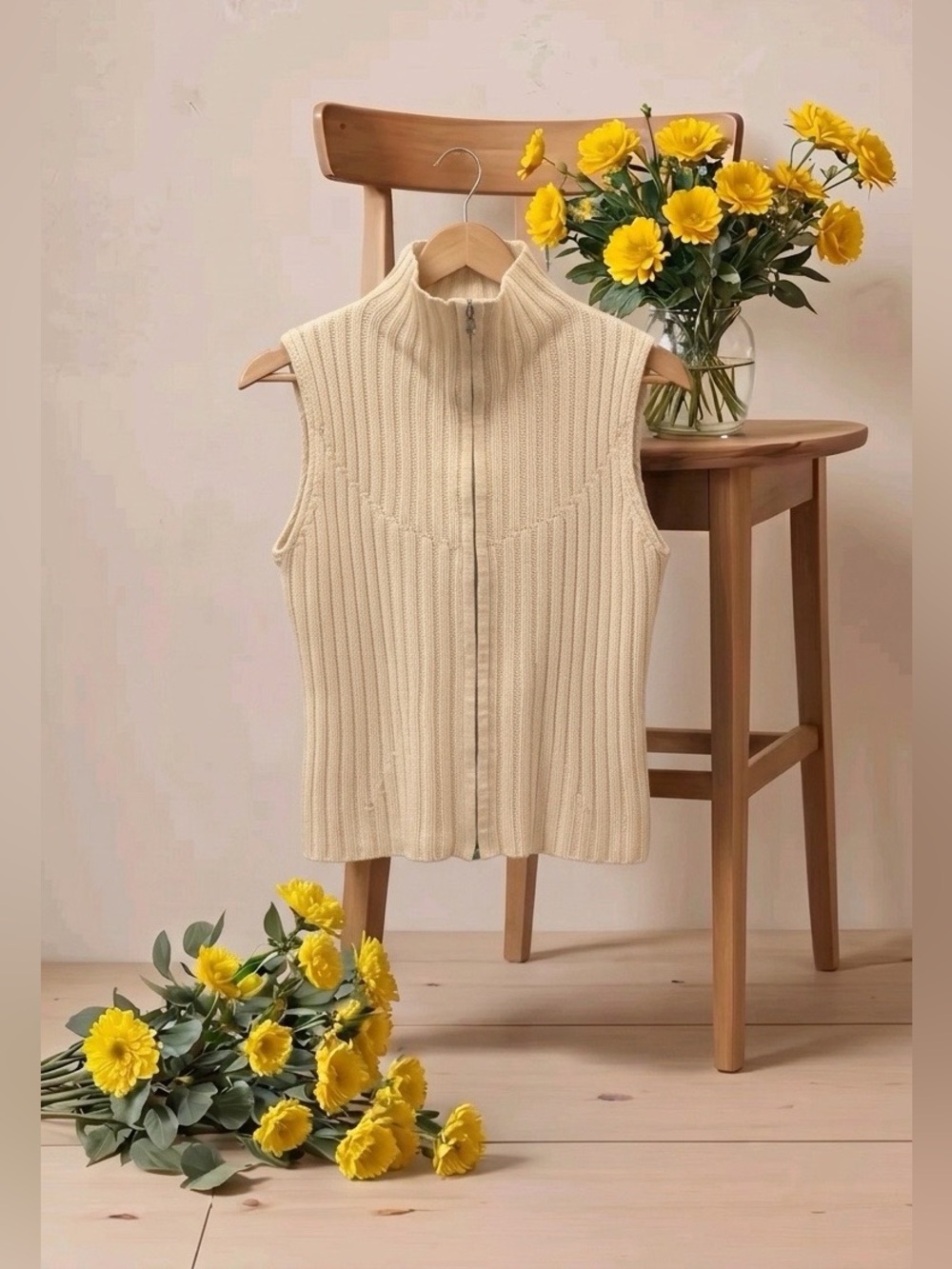 VTG Moda International Victoria Secret Ribbed Zip-Up Knit Vest Y2K 90s